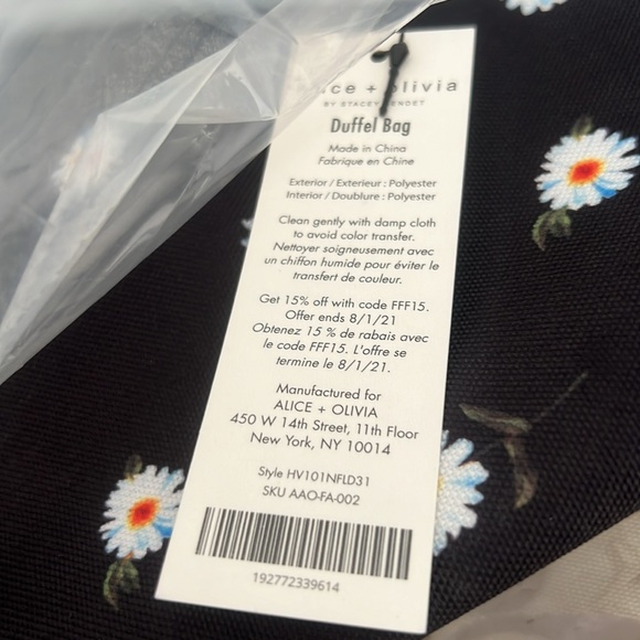 Alice + Olivia floral print canvas tote bag NWT - Picture 8 of 8